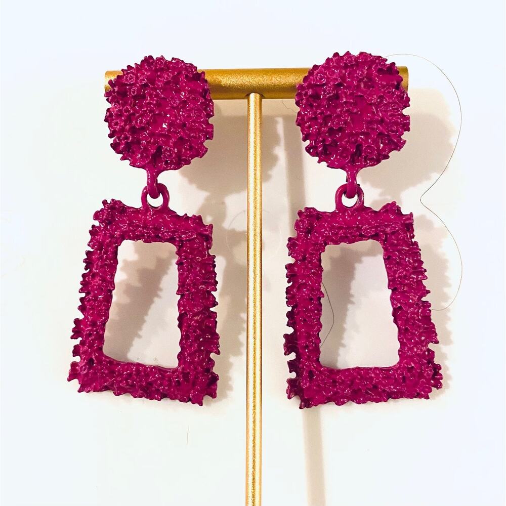 Textured Metal Drop Earrings